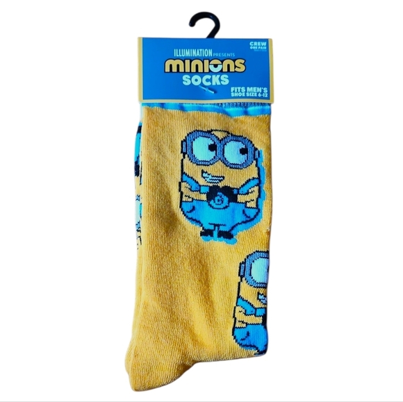 Minions Yellow Crew Socks, NWT - Picture 1 of 2